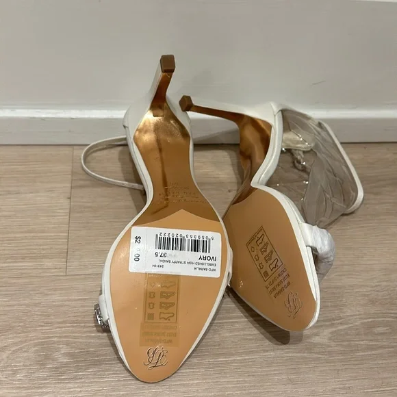 Ted Baker Saralia Strappy Satin Heel White Ivory Women’s 7 with Jewel Detail - Picture 4 of 8